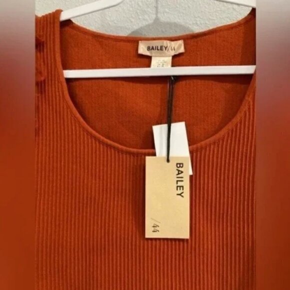 Bailey 44 Top Sleeveless Tulle XL NWT Sleeves Ruffle Ribbed Stretch Knit Orange - Picture 5 of 8